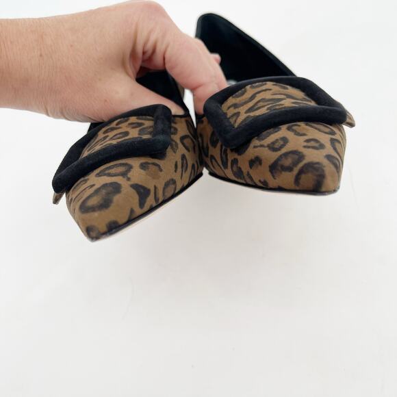 Manolo Blahnik Leopard Calfskin Suede Maysale Buckle Kitten Heel Pumps IT 39 - Picture 7 of 11